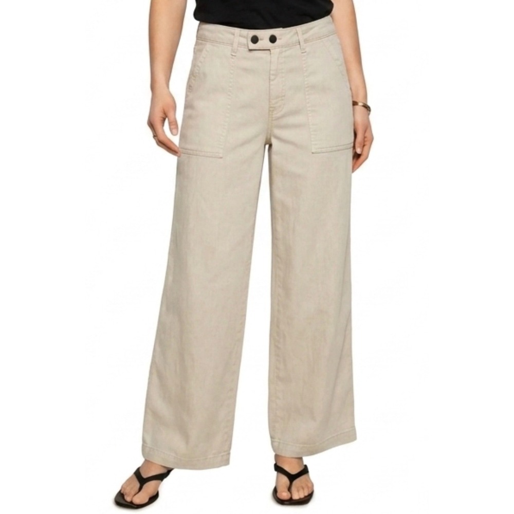New OAT New York Wide Leg Pants Women 10/30 Tan Khaki Utility Coastal Minimalist